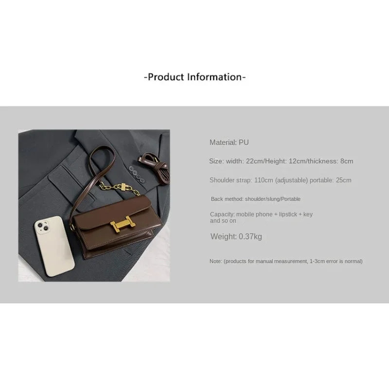 Bag New Women'S Bag Fashion Senior Texture Crossbody Shoulder Bag Hundred Small Square Bag Brown Niche Light Luxury Women'S Bag