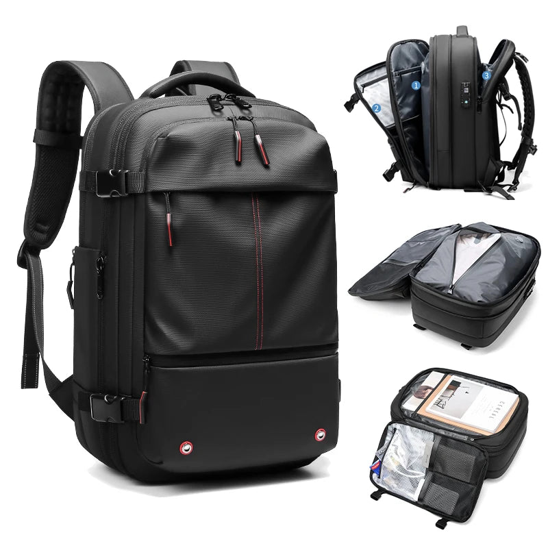 Travel Men 17 Inch Laptop Backpack Vacuum Compression Backpack Business Large Capacity School Backpack Expand Outdoor Backpack