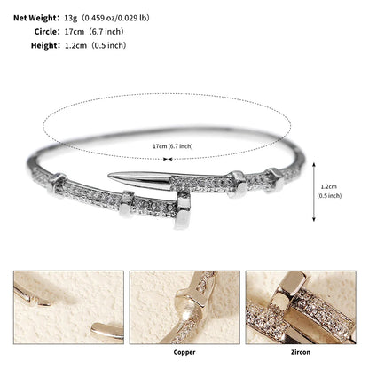 Classic Brand Nail Bracelets Female Temperament Simple Trendy Bracelet Zircon Screw Bracelet for Women Gift