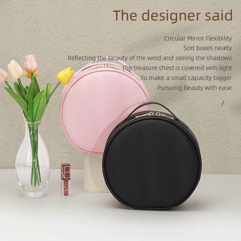 Portable Cosmetic Bag with LED Mirror and Lighting for Travel