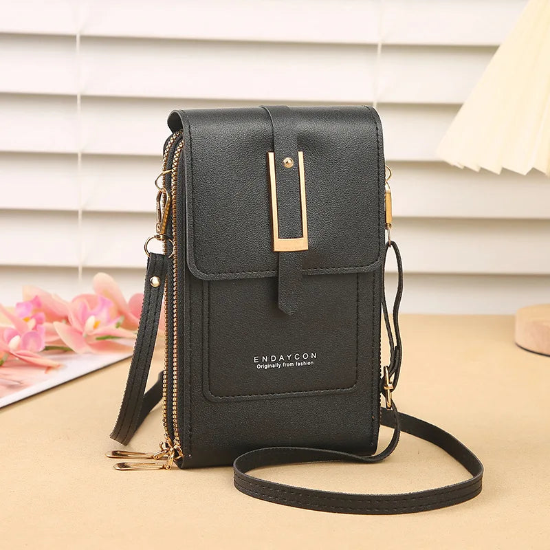 Transparent Touchscreen Crossbody Phone Bag for Women - Vertical Design Small Accessory Bag