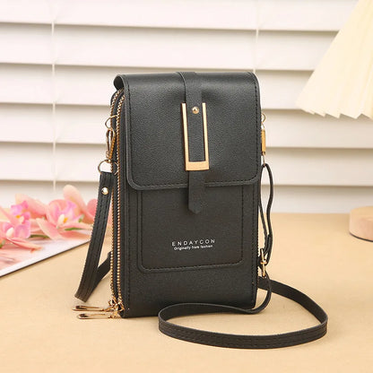 Transparent Touchscreen Crossbody Phone Bag for Women - Vertical Design Small Accessory Bag