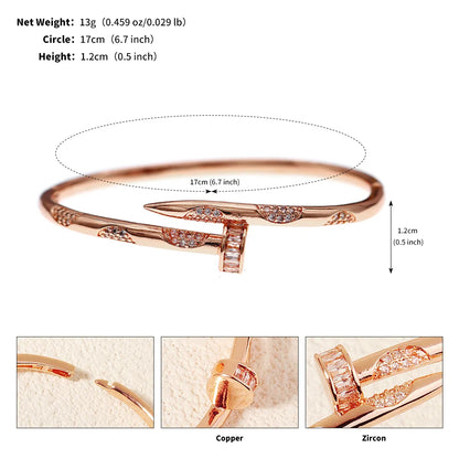 Classic Brand Nail Bracelets Female Temperament Simple Trendy Bracelet Zircon Screw Bracelet for Women Gift