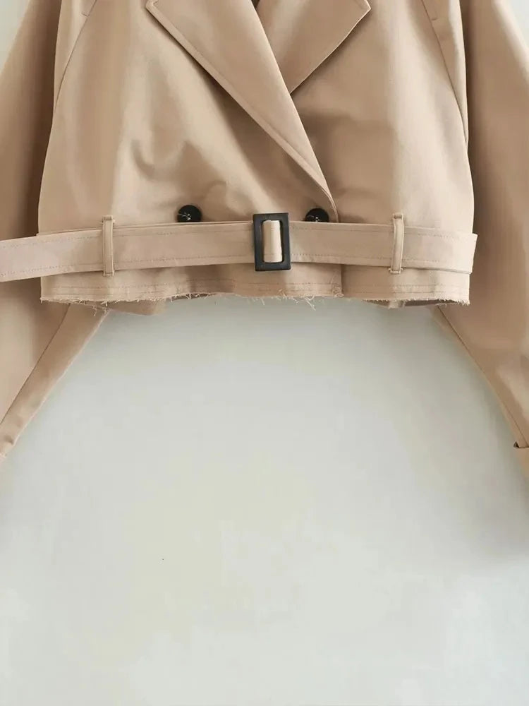 Oasis Damen Kunstlederjacke: Vintage Streetwear mit Gürtel-Detail